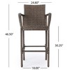 Lyngins Outdoor Wicker Barstools (Set of 2), Modern Outdoor Accent Chair with Faux Rattan & Iron Frame, Patio Counter Height Bar Stools - 3 of 4