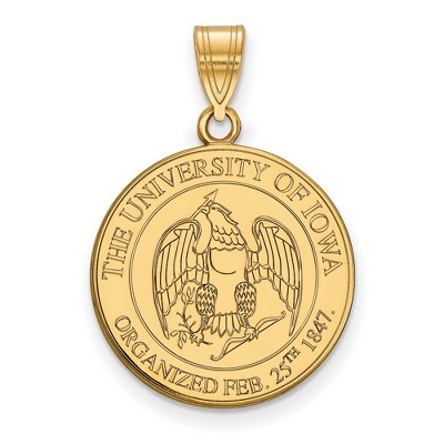 Black Bow Jewelry 14k Yellow Gold Plated Sterling Silver Iowa Hawkeyes NCAA Large Pendant
