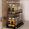 Wondersome Pull-Out Spice Rack Organizer for Cabinet Shelf - Matt Black - 2-Tier Kitchen Jars Organization and Storage Tray - EZ-Slide Rolling Drawer Wheels - 2 of 4