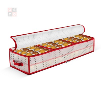 Osto Clear Plastic Christmas Ornament Storage Box Stores Up To 128  Ornaments Of 3”; 2-way Zipper,carry Handles. Tear Proof And Waterproof Red  Trim : Target