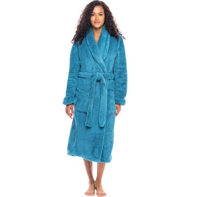 Women's Faux Fur Feather Hooded Robe, Soft Plush Fleece Bathrobe with Hood  – Alexander Del Rossa