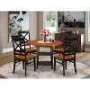 5 Piece Dinette Set - Round Table & 4 Chairs - Rustic Black Cherry Finish - Kitchen Dining Room Set - 2 of 4