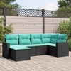 vidaXL 6 Piece Patio Sofa Set with Cushions - Black and Blue Without Table - 2 of 4