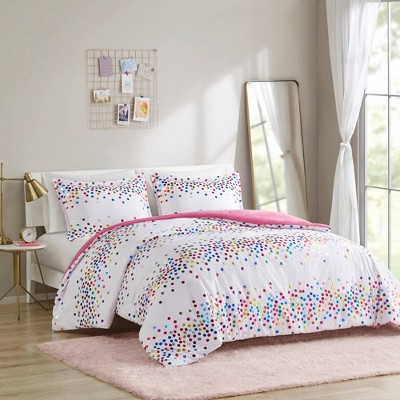 Twin/Twin Extra Long Teen Intelligent Design Thea Rainbow Metallic Dot Comforter Set White