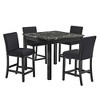 5-Piece Counter Height Dining Set with Faux Marble Table and 4 Upholstered Chairs - 2 of 4
