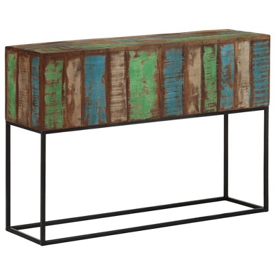 vidaXL Console Table 43.3"x11.8"x29.5" Solid Wood Reclaimed and Iron