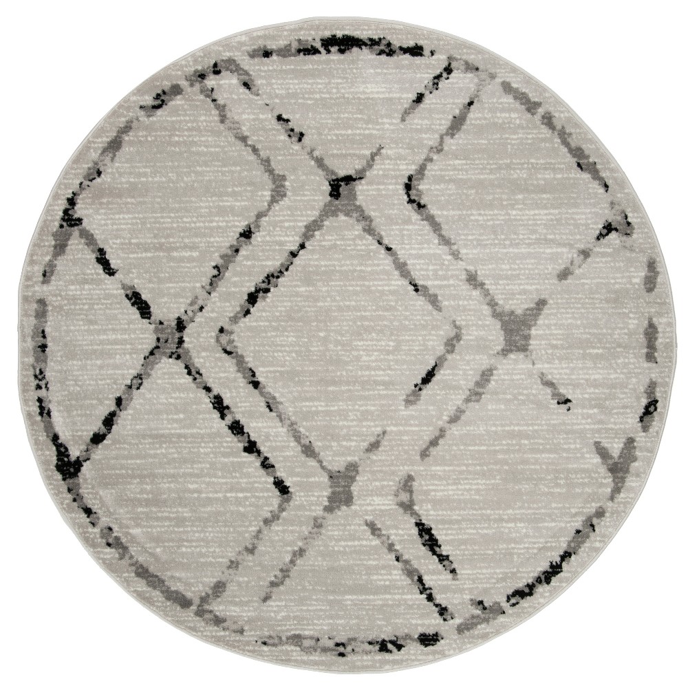 6'7inx6'7in Round Nayla Loomed Rug Ivory/Gray Round - Safavieh