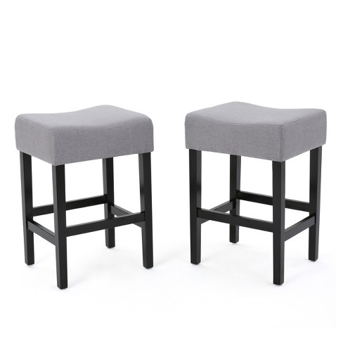 Set Of 2 26 Lopez Fabric Backless, Gray Backless Counter Stools