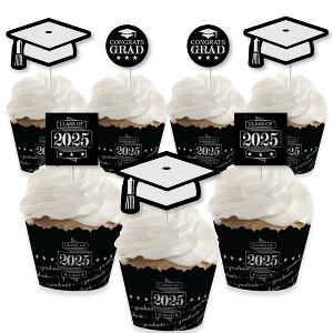 Big Dot of Happiness Graduation Cheers - Cupcake Decoration - 2025 Graduation Party Cupcake Wrappers and Treat Picks Kit - Set of 24 - 1 of 4