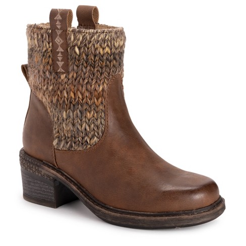 Women's Riser Pop Heeled Boots Houndstooth Camel – MUK LUKS