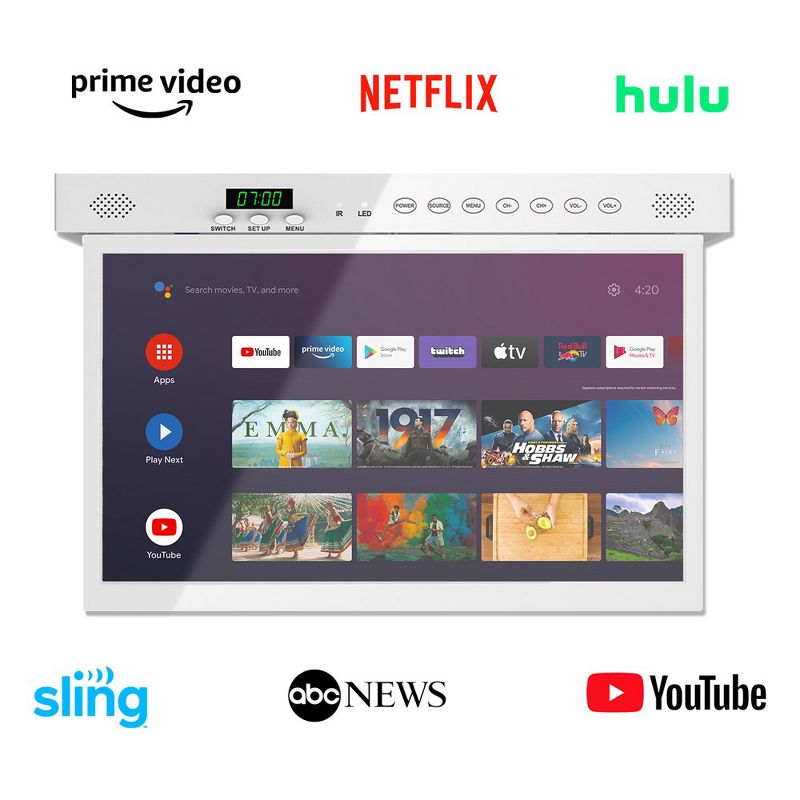 SYLVOX 15.6 inch Smart Kitchen TV, 1080P FHD Under Cabinet TV, Smart Android TV Built-in Google Play, Support Google Assistant WiFi Bluetooth, 3 of 9