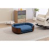 Scandinavian style Elevated Dog Bed Pet Sofa With Solid Wood legs and Walnut Bent Wood Back, Velvet Cushion,Large Size - 2 of 4