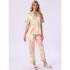 cheibear Women's Silky Short Sleeves Sleepshirt with Pants Sleepwear Pajama Set 2 Pcs - 2 of 4
