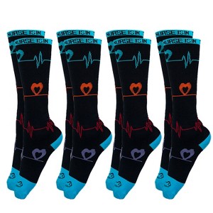 Bison Life Over The Calf Graduated Compression Socks for Women, Anti-Fatigue - 4 Pairs - 1 of 4