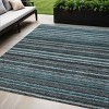 Teal Blue Sky Blue And Gray Striped Washable Indoor Outdoor Area Rug - 2 of 4