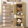 Kitchen Pantry Cabinet, Tall Storage Cabinet with Rattan Doors and Adjustable Shelves, Freestanding Cupboard with Drawer - 4 of 4