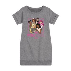 Girls' - Barbie - BeYOUtiful Graphic Short Sleeve Fleece Dress - 1 of 3