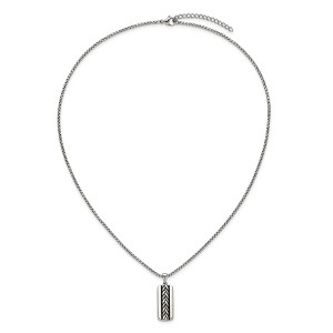 Chisel Stainless Steel Antiqued and Polished Pendant on a 20" Box Chain Necklace - 1 of 4