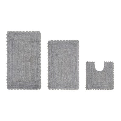 Lilly Crochet Collection 100% Cotton Tufted Reversible 3-Piece Bath Rug Set – Super Absorbent, Machine Washable Bathroom Mats with Crochet Pattern