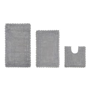 Lilly Crochet Collection 100% Cotton Tufted Reversible 3-Piece Bath Rug Set – Super Absorbent, Machine Washable Bathroom Mats with Crochet Pattern - 1 of 4