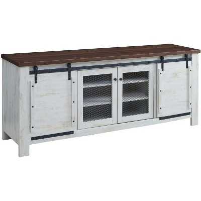 Modway Bennington 71 Rustic Sliding Door TV Stand White