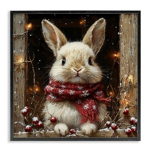 Stupell Industries Bunny with Snowy Holly Berries Framed Giclee Art - 1 of 4