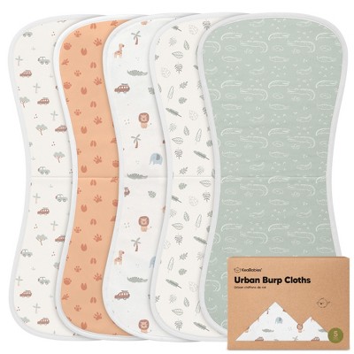 KeaBabies 5pk Urban Baby Burp Cloths, Organic Burping Cloth for Babies, Burp Rags for Baby Girls, Boys
