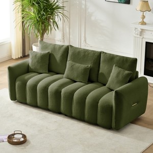 KWPZQEB Teddy Fabric Sofa Set, Large Loveseat Sofa, Cushioned Sofa with Hight Back, Armrests & Pillow, Futon Sofa, Modern Sofa for Living Room - 1 of 4