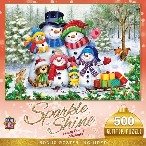 MasterPieces 500 Piece Glitter Christmas Jigsaw Puzzle - Frosty Family Moments - 1 of 4