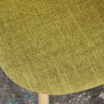 Set of 2 Green Upholstered Side Chairs with Light Brown Metal Legs