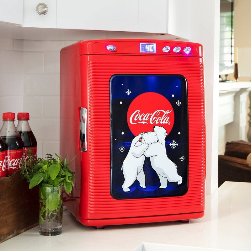 Coca-Cola Polar Bear 28 Can Cooler/Warmer 12V DC 110V AC Mini Fridge - Red, 3 of 8