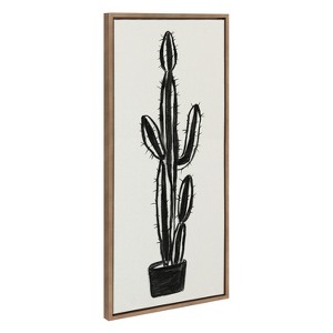 Kate and Laurel Sylvie 664 Cactus In Pot BW Framed Canvas by Teju Reval of SnazzyHues - 1 of 4