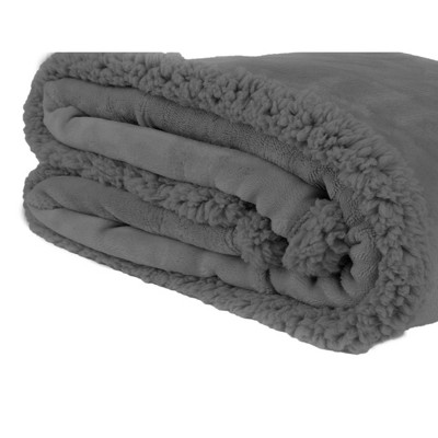 Charcoal Twin Reversible Sherpa Fleece Blanket