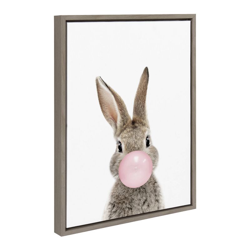 18&#34; x 24&#34; Sylvie Bubble Gum Bunny by Amy Peterson Art Studio Framed Wall Canvas Gray - Kate &#38; Laurel All Things Decor, 3 of 8