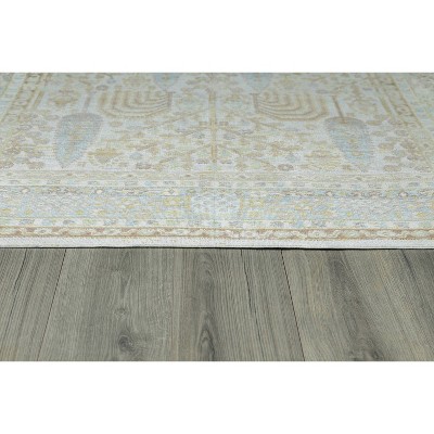 Ivory and Pastel Rectangular Stain-Resistant Synthetic Rug 2'x3'
