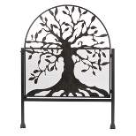 Plow & Hearth - Arched Metal Weather-Resistant Garden Gate with Symbolic Tree of Life Design