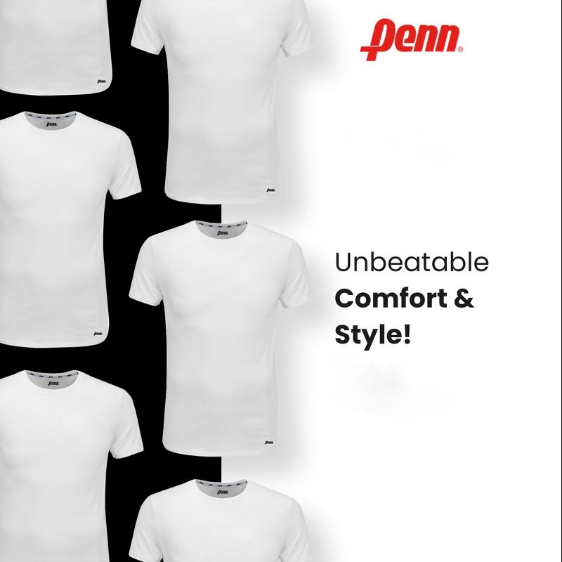 Penn Men's Modern Fit T-Shirts 3-Pack of Crew Neck Undershirts, Tagless, Breathable Cotton, 4 of 8