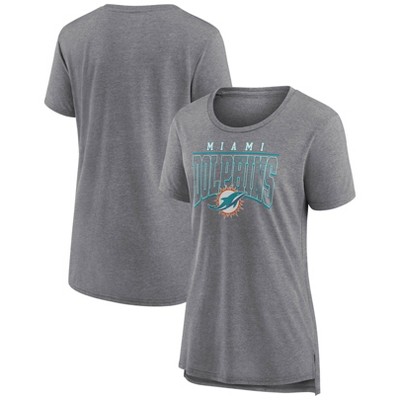 Nfl Miami Dolphins Women's Champ Caliber Heather Short Sleeve Scoop ...