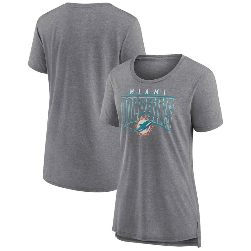 NFL Miami Dolphins Women&#39;s Champ Caliber Heather Short Sleeve Scoop Neck Triblend T-Shirt, 1 of 4