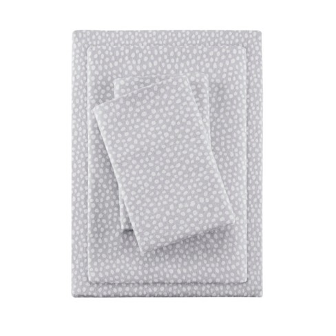 Queen Cozy Flannel Sheet Set Gray Dots : Target