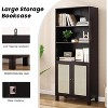 Lirago 5 Shelf Tall Bookcase with Rattan Doors Dark Walnut Freestanding Storage Display Shelves for Home Office Bedroom Living Room Easy to Assemble - 3 of 4