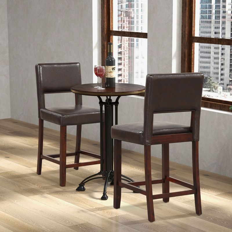 Tangkula 4-Piece Linen Fabric/PVC Leather Counter Height Bar Stool Set w/ Back & Rubber Wood Legs, 4 of 10