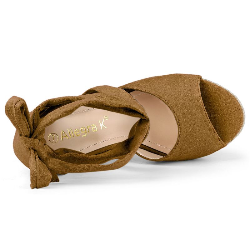 Allegra K Women's Lace Up Espadrilles Wedges Sandals, 5 of 8