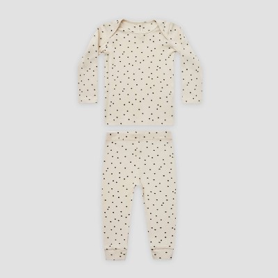 Q by Quincy Mae Baby 2pc Polka Dot Rib Top & Bottom Set - Off-White 6-12M