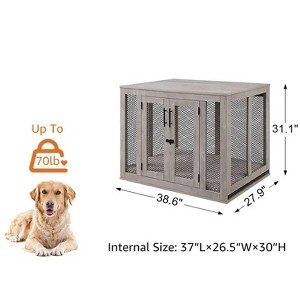unipaws Wooden Dog Crate with Cushion & Tray - 1 of 4