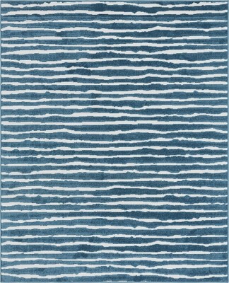 Coastal Breeze Blue Stripe 8' x 10' Synthetic Outdoor Rug