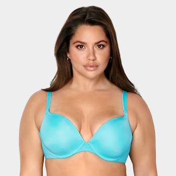 Curvy Couture Women's Sheer Mesh Full Coverage Unlined Underwire Bra Blue  Sapphire 38D