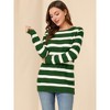 INSPIRE CHIC Women's Long Sleeves Drop Shoulder Loose Striped Sweater - 3 of 4