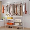 Heavy Duty Clothes Rack, 2-Tier Garment Rack with 4 Shelves, Rotatable Storage Organizer for Hanging Clothes in White & Black - 3 of 4