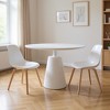HomeRoots 42" White Wood and Metal Pedestal Base Round Top Dining Table - 2 of 4